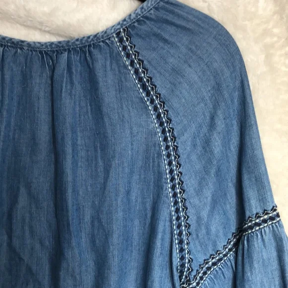 Gap Boho Embroidered Peasant Top Medium Balloon Sleeve - Picture 11 of 13